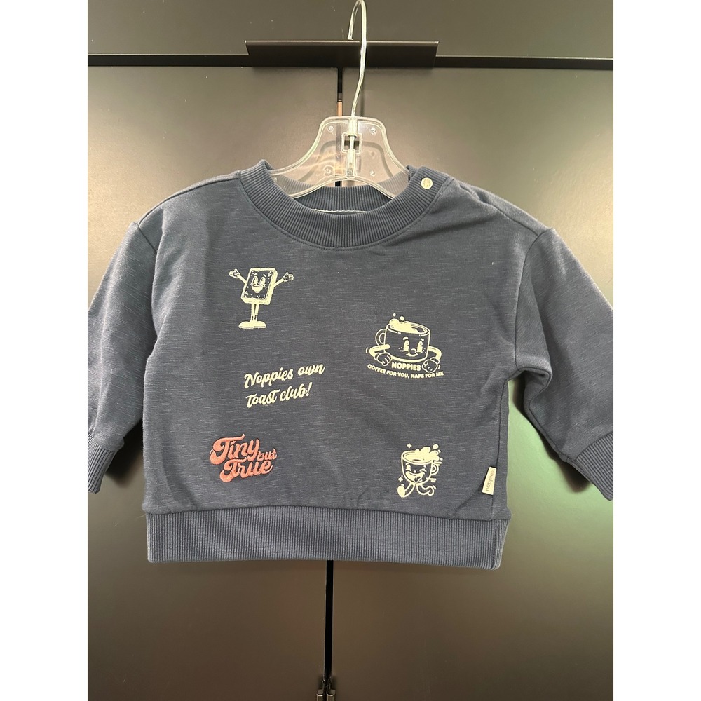 Noppies Baby Organic Cotton Toast Club Sweater NWT Navy Blue 4-6M 68 6170020